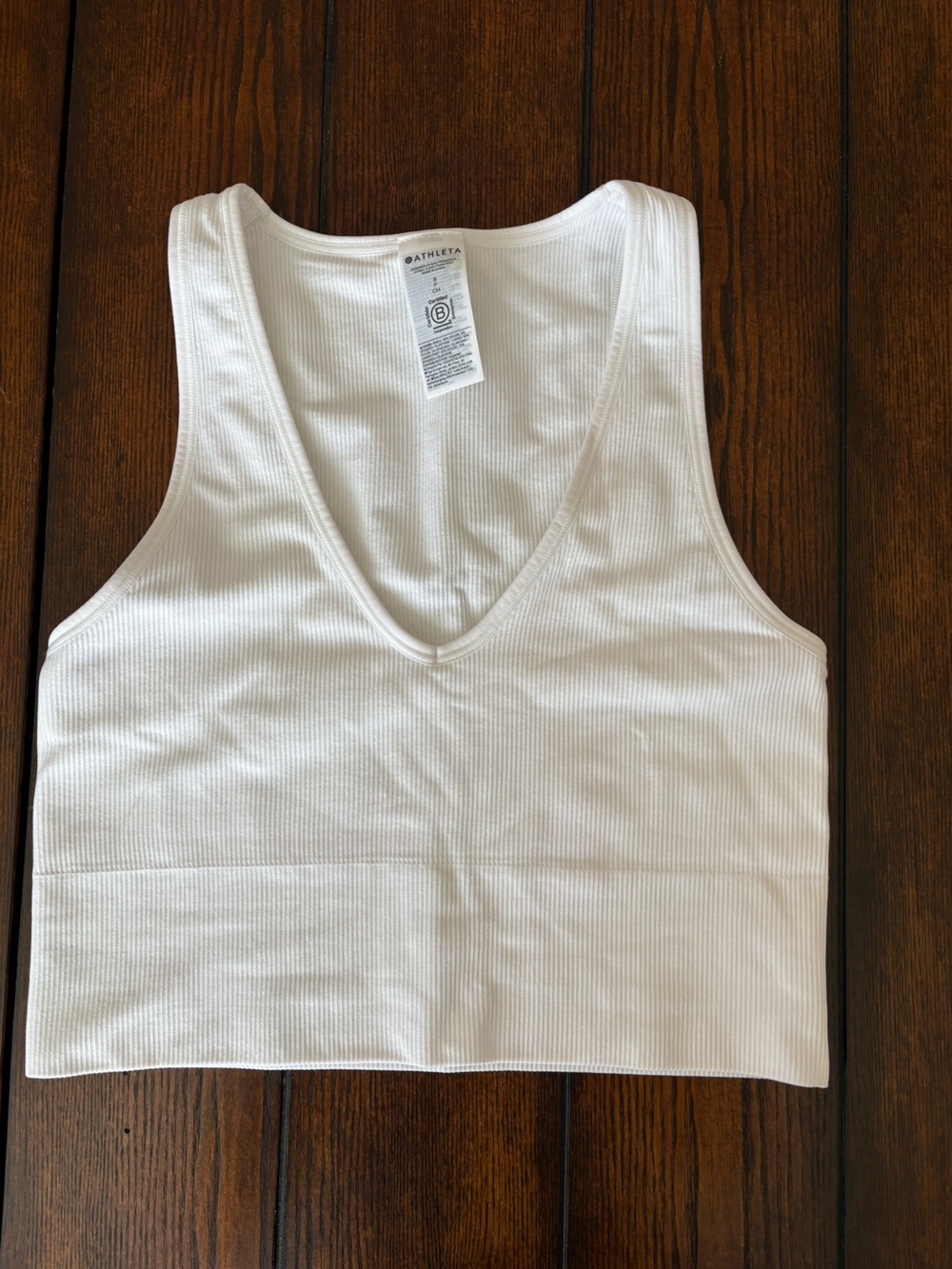 Athleta White Ribbed Tank Top